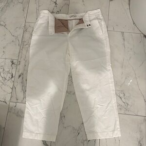 Vince White and Tan Trousers